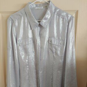 Silver Shimmer button down blouse